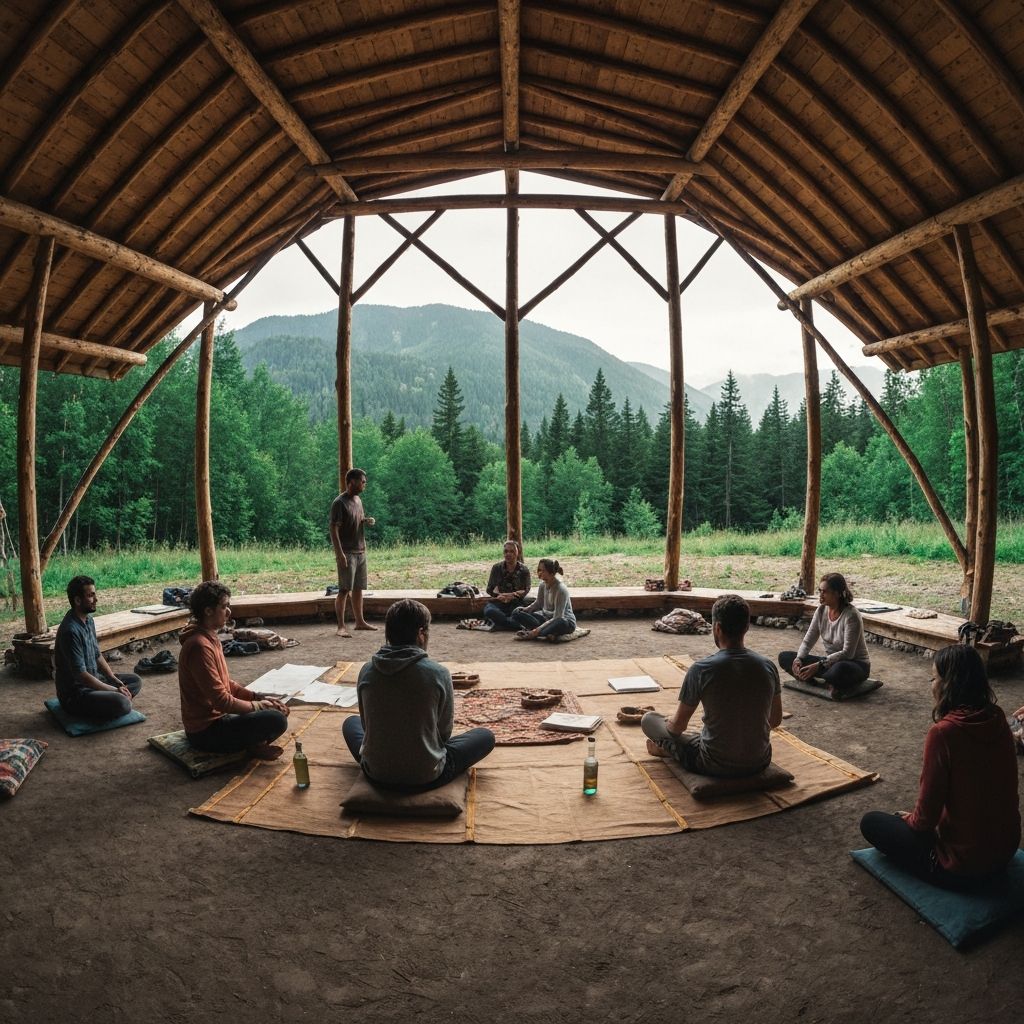Retreat gathering space in nature for immersive learning and transformation